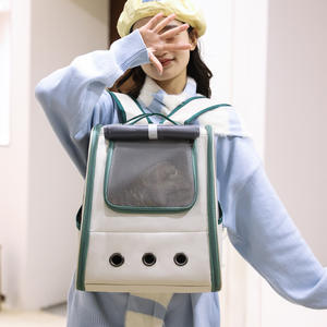 Zaino in tela portatile traspirante di grande capacità per animali domestici in uscita borsa a tracolla per gatti e cuccioli - Product Image 5