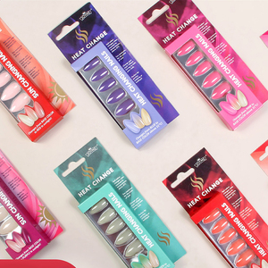 Nail Art Innovation Moderne Nouvelle <span class=keywords><strong>Tendance</strong></span> Température Activée Amande <span class=keywords><strong>Faux</strong></span> Ongles Changement de Couleur Presse Ongles Conception pour Doigts - Product Image 1