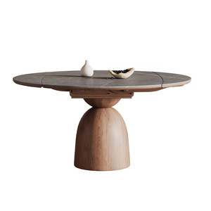 Solid Wood Slab <b>Dining</b> <b>Table</b> 4 Piece Extendable Set Minimalist Design For <b>Dining</b> Room - Product Image 5