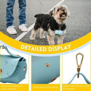 KingHon Ready Stock Pet Dog borsa Dispenser in pelle <span class=keywords><strong>porta</strong></span> cacca <span class=keywords><strong>porta</strong></span> <span class=keywords><strong>porta</strong></span> <span class=keywords><strong>sacchetti</strong></span> per cani <span class=keywords><strong>porta</strong></span> borsa per camminare al guinzaglio - Product Image 4
