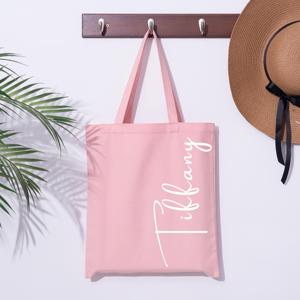 Sac fourre-tout en coton biologique avec logo personnalisé, toile écologique avec longue poignée, recyclable et motif de lettres coloré - Product Image 4