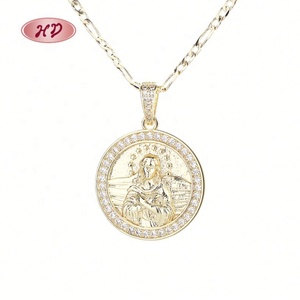ขายส่งเครื่องประดับแฟชั่น สร้อยคอทองเหลืองชุบทอง 18K ประดับเพชรซิคอน 3A ลายศาสนา สำหรับผู้หญิงและผู้ชาย - Product Image 1
