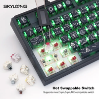 Skyloong Keyboard Mekanikal Mini, papan ketik permainan komputer LED PC, lampu latar RGB menyala dalam gelap