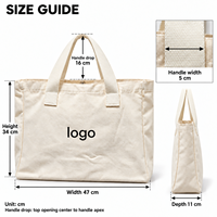 Tas Belanja Kanvas Logo Kustom Pemilik Merek Kebugaran, Warna Ivory dengan Pegangan Panjang dan Gusset Samping untuk Merchandise Peluncuran Merek