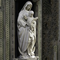 Statue de la Sainte Famille en marbre blanc, Vierge Marie et l'enfant Jésus, décoration d'église, catholicisme