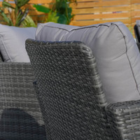 Ensemble de 4 pièces en osier pour terrasse de jardin, accoudoir rembourré, canapé, chaise avec cadre en aluminium, matériau en rotin pour hôtels
