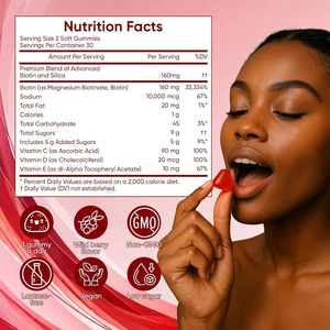 Vitaminas para el Crecimiento del Cabello, Colágeno, Biotina, Suplemento de Gomitas de Belleza para Adultos - Antioxidante y Apoyo para el Crecimiento de Uñas y Cabello - Product Image 4
