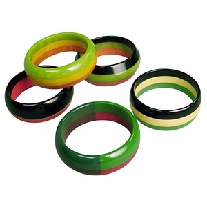 Meilleurs bracelets vintage fantaisie élégants en résine, multicolores, rayés vert et jaune, design de mode unisexe, bijoux, cadeau de fête, bracelet pour femme - Product Image 2