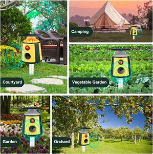 YIERYI Repelente de animales solar Sensor PIR Luces de llama de inducción de 360 grados Repelente de animales ultrasónico para perros Ratones <span class=keywords><strong>Zorro</strong></span> - Product Image 6