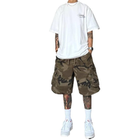 Shorts en jean cargo camouflage vintage personnalisés ZY pour hommes, logo personnalisé, shorts en jean amples décontractés, coupe ample, jorts pour hommes