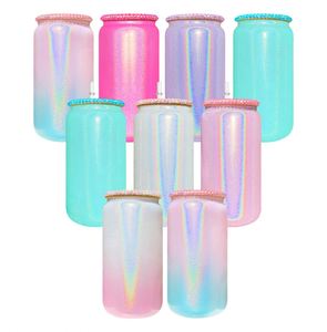 Custom LogoBulk Free Shipping <b>Beer</b> Can Shaped Glass with Rhinestone Lid for Sublimation Heat Transfering and Screen Printing - Product Image 1