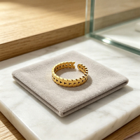 Bague ouverte minimaliste à maillons en forme de flèche, plaquée or 18 carats, en acier inoxydable, réglable et empilable, pour femme, cadeau d'anniversaire, bijoux