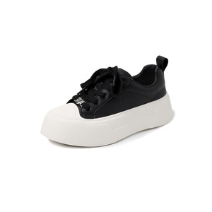 Baskets compensées tendance pour femmes, en maille respirante, semelle extérieure en caoutchouc, résistantes à l'usure, décontractées, couleur unie blanche, vente en gros - Product Image 3