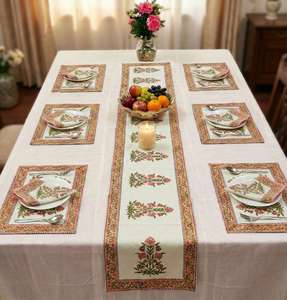 Best Selling Printed <b>Table</b> Mat Set with Matching <b>Runner</b>, Stylish Reusable Mats for <b>Dining</b> <b>Table</b> Decor Available For Sale - Product Image 3