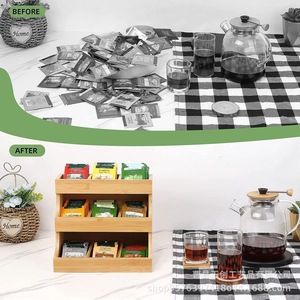 Bamboo <b>Tea</b> Bag Storage <b>Box</b> Multi Layer Desktop Organizer For <b>Tea</b> Coffee Bags Vertical Space Saving Design - Product Image 2