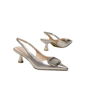 รองเท้าผู้หญิงมีสายรัดส้นแฟชั่น2024ส้นสูงฤดูใบไม้ผลิใหม่ส้นสูงเมดที่สง่างามหัวแหลมรองเท้าแตะ - Product Image 5