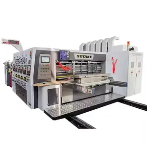 Pizza Carton Box Printing Coated Dryer Slotting Die Cutting Flexo Ink Printer Die Cutter Slotter With Vibrator Stacker