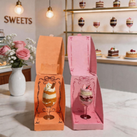 Boîte à gâteau pliable en papier pour mariage, anniversaire, Saint-Valentin, emballage de cupcakes en verre avec design personnalisé