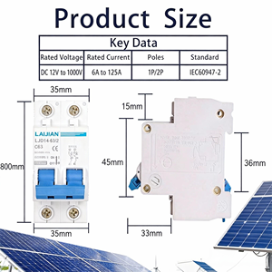 LJDCMCB 1A-125A 1P-4P DC Mini Devre Kesici MCB 500V-1500V 6kA-10kA TUV/CE/UL Sertifikalı Güneş Enerjisi PV Toptan Satış - Product Image 5