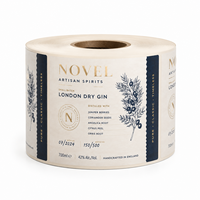 Étiquettes personnalisées en papier texturé avec impression double face, dorées à chaud, métallisées et imperméables pour bouteilles de gin, vin et spiritueux