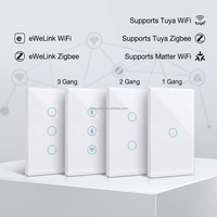 Interrupteur mural intelligent Wi-Fi 10A 2 voies, compatible Apple Google Home, normes US AU EU UK, contrôle Matter, indice IP66