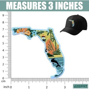 Parche Bordado Personalizado del Mapa del Estado de Florida, 3 Pulgadas, Termoadhesivo o para Coser, Aplique de Tela para Viajes, Regalos - Product Image 3