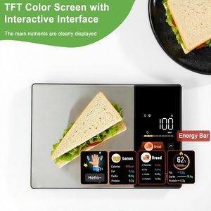 Balance alimentaire intelligente avec analyseur nutritionnel numérique Bluetooth, écran LED, balance de cuisine portable pour le suivi de la santé - Product Image 4