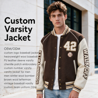Veste de baseball vintage en laine marron avec manches en PU crème, numéro 42 en chenille, broderie EXTRA INNINGS, style Letterman