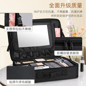 Bolsa de cosméticos, estuche de maquillaje de gran capacidad, cierre de cremallera de color sólido, mango suave, organizador de viaje para almacenamiento en el hogar, 5 tamaños disponibles - Product Image 5