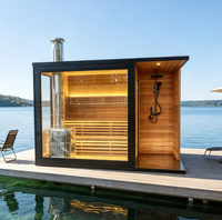 Sauna extérieur moderne en bois pour 2 à 6 personnes, cabine de sauna sèche et humide, sauna infrarouge lointain pour villa, hôtel, jardin, usage commercial