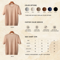 Pull en cachemire tricoté sur mesure pour femme, col rond, manches courtes, maille fine, pour le printemps, OEM ODM, directement de l'usine