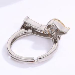 Bague mignonne avec empreinte de patte de chiot, de chien, de chat, de dachshund, plaqué deux tons, bijoux pour femmes - Product Image 6