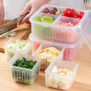 Fridge Storage Box Four Compartment With <b>Lid</b> Rectangle White Food <b>Container</b> For Kitchen Organization - Product Image 3