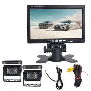YWX 12V 24V 7" Car Monitor Rear View Reverse Camera System Waterproof IR Night Vision With 2 Cameras For RV Bus Trailer Truck