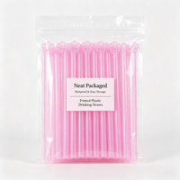 Pailles à boire réutilisables en plastique PP écologiques, couleur rose, pour accessoires de bar