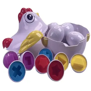 Mainan edukasi anak, set mainan telur ayam penyimpan lucu berwarna untuk anak