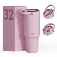 Gobelet isotherme portable 32oz/24oz en acier inoxydable 304 pour voiture, idéal pour les femmes, utilisation en extérieur ou embarquée, maintien de la glace pendant 12-24h