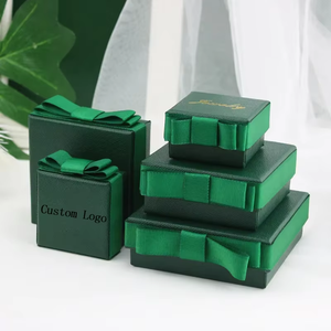 Elegant Forest Green Bow Jewelry Packaging <b>Box</b> Custom Logo Embossed Hard <b>Cardboard</b> <b>Box</b> for Fine Jewelry Gift <b>Storage</b> - Product Image 3