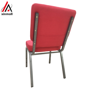 Chaise de culte en métal rouge avec logo personnalisé et poche arrière dans un cadre argenté, prix de gros - Product Image 4