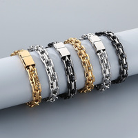 Bracelet de mariage punk en acier inoxydable à double rangée VEROMCA avec fermoir magnétique creux