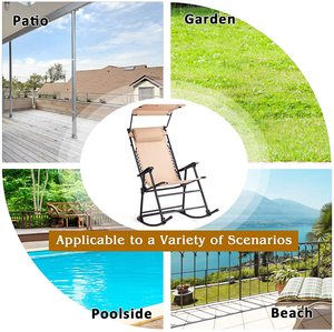 Mecedora plegable para exteriores, tumbona reclinable con dosel y almohada para la cabeza, <span class=keywords><strong>sillón</strong></span> basculante de ocio para <span class=keywords><strong>jardín</strong></span>, Patio y playa - Product Image 4