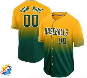 Maillot de baseball personnalisé pour homme, imprimé, 100% polyester, col en V, manches courtes, prix de gros, prix d'usine - Product Image 1