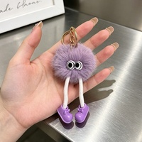 Breloque de sac en fausse fourrure de vison, joli pendentif pompon noir en peluche pour sac à main, accessoire de sac de style coréen, breloques de sac