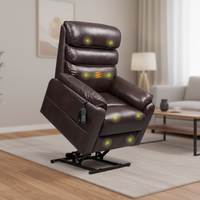 Fauteuil inclinable électrique moderne avec fonction de massage, double moteur, pour personnes âgées, inclinaison totale, en cuir PU, sans accoudoirs, pivotant