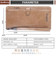 Dompet Kulit Baellerry yang Dapat Disesuaikan untuk Pria, Tempat Koin, Tempat Kartu, Dompet Pria, Kantong Koin, Dompet Panjang