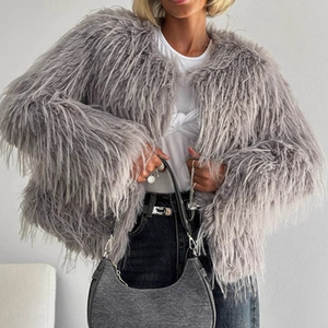 <span class=keywords><strong>Manteau</strong></span> <span class=keywords><strong>court</strong></span> en fausse fourrure tissée pour <span class=keywords><strong>femme</strong></span>, avec poches en polaire, chaud et tendance, pour l'automne - Product Image 4