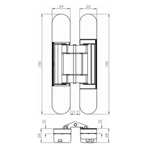 3d Adjustable Invisible Door Hardware 100KG Stainless Steel Heavy Duty Door Concealed Hinge 180 Degree For Wooden Metal