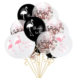 15PCS 12inch Flamingo Bride To Be Confetti Air Balloons Flamingo Latex Balloons Wedding Hen Party Bachelorette Decoration KK339