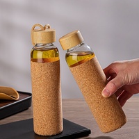 Bouteille en verre transparente minimaliste de haute qualité, vide, cylindrique, 500 ml, écologique, portable, pour lait/jus/thé, logo personnalisé