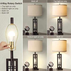 Lámpara <span class=keywords><strong>con</strong></span> puerto de acabado en bronce y sombra beige para sala de estar, dormitorio y hogar sin bombilla - Product Image 2